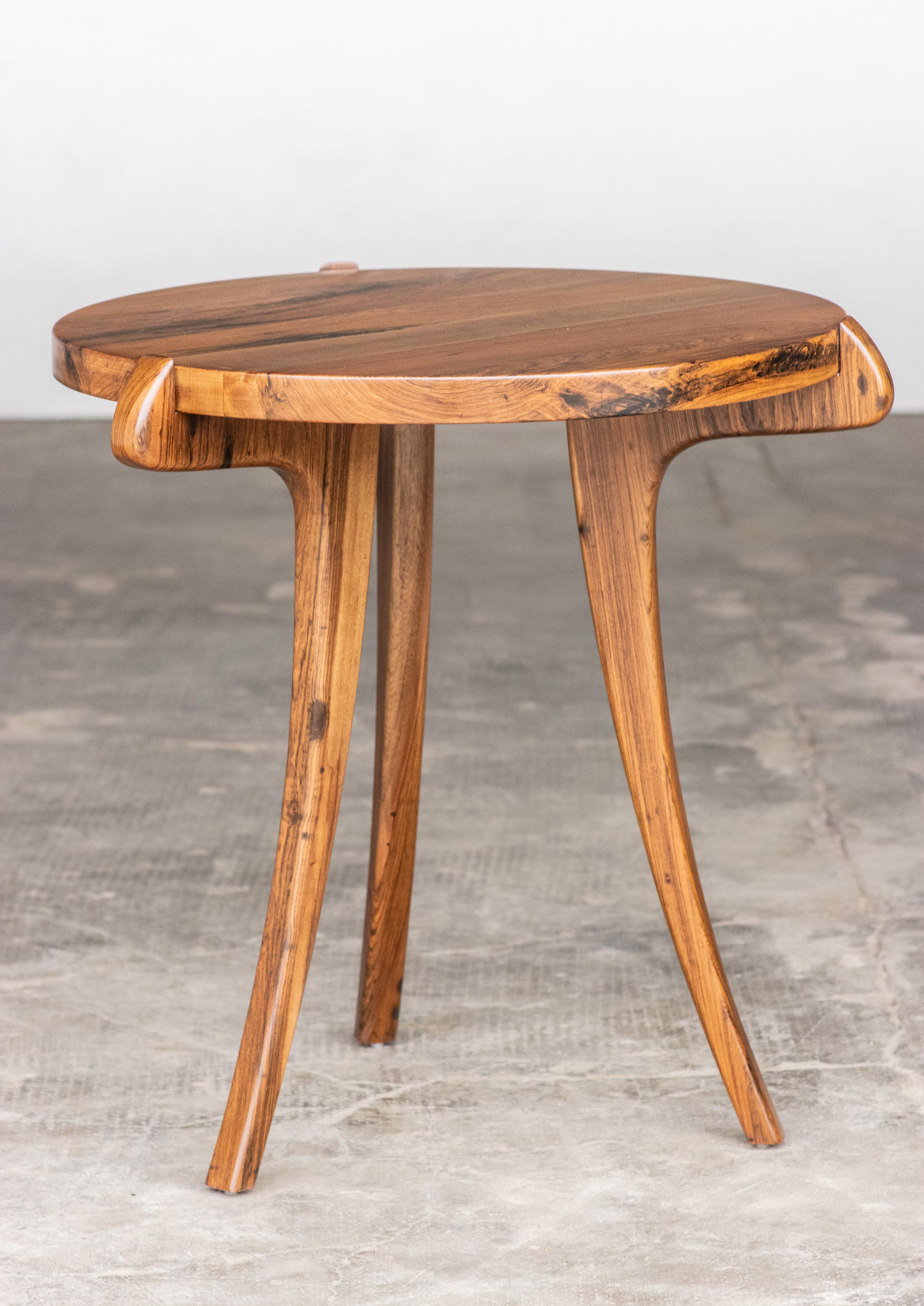 Argentine Contemporary Uccello Wood Sabre-Leg Side Table from Costantini For Sale