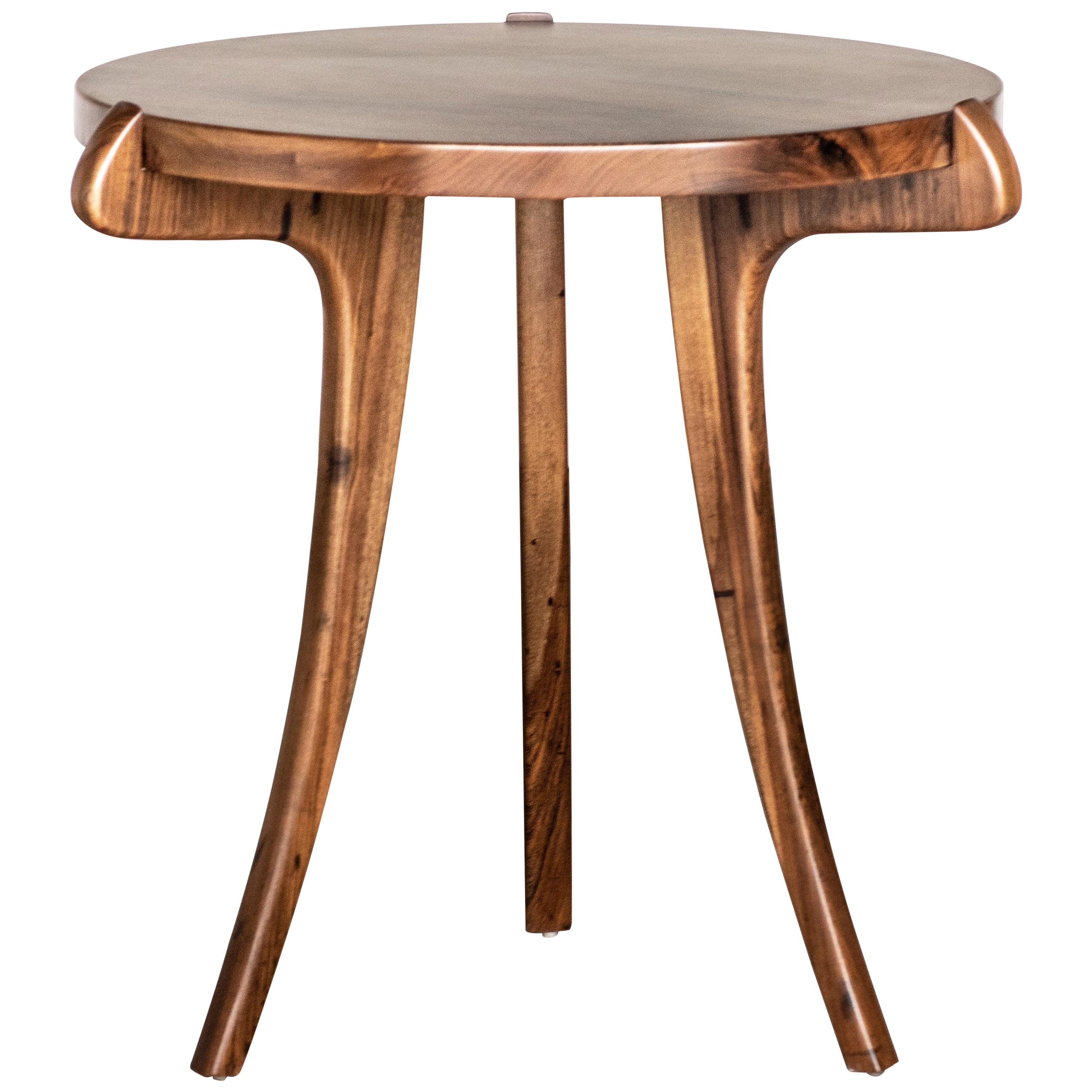 Contemporary Uccello Wood Sabre-Leg Side Table from Costantini