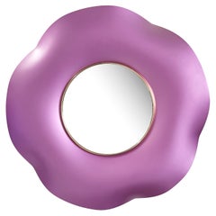Contemporary 'Undulate' Wall Mirror Satin Pink Crystal Handmade by Ghirò Studio