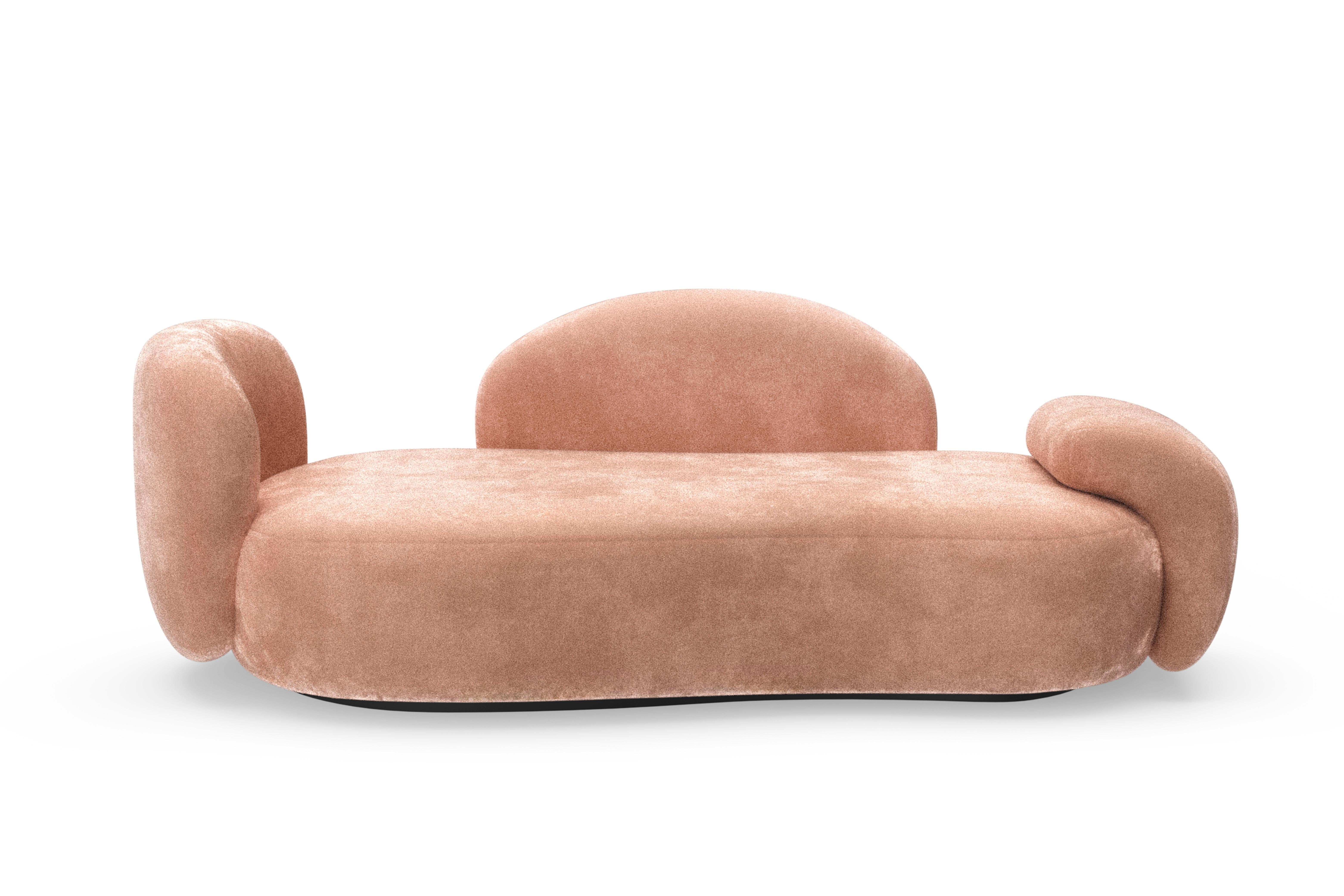 Sofá curvo contemporáneo inacabado, mohair DEDAR, hecho a mano por Greenapple Portugués en venta