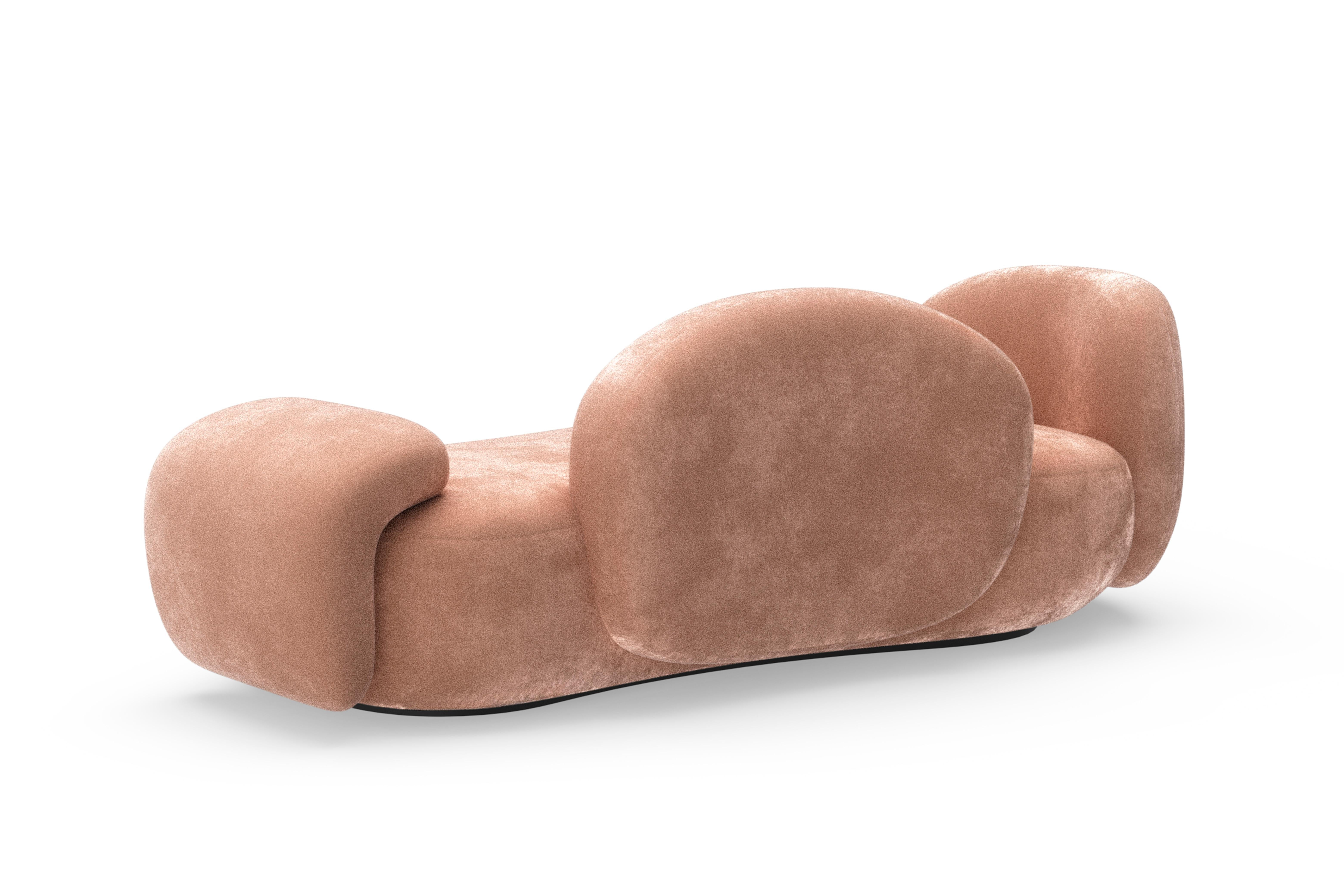Sofá curvo contemporáneo inacabado, mohair DEDAR, hecho a mano por Greenapple Hecho a mano en venta