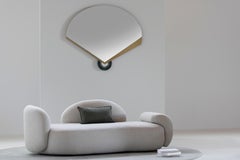 Contemporary Unfinished Curved Sofa, Pearl Velvet, Handmade by Greenapple