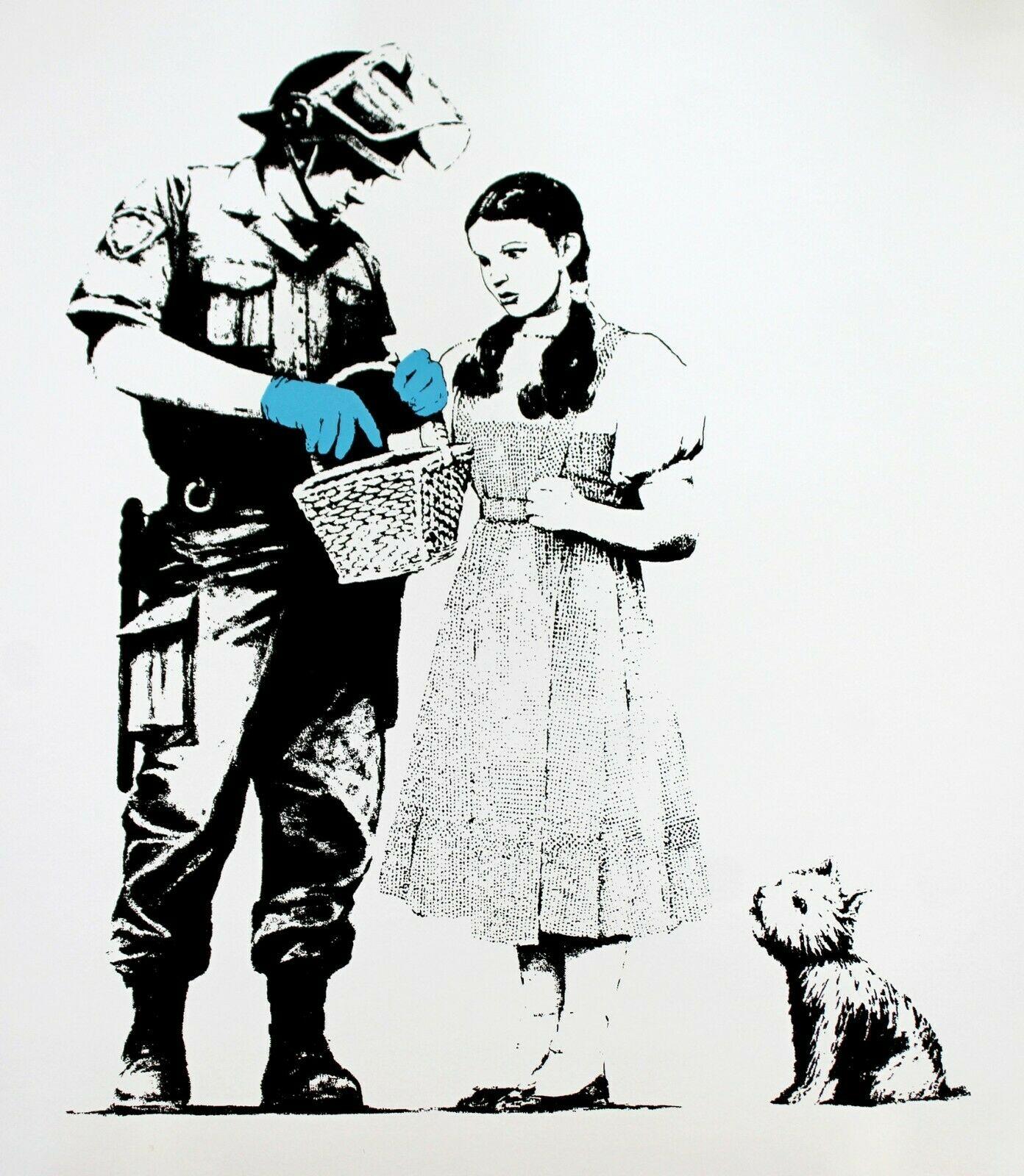 For your consideration is an unframed screenprint of Bansky's 
