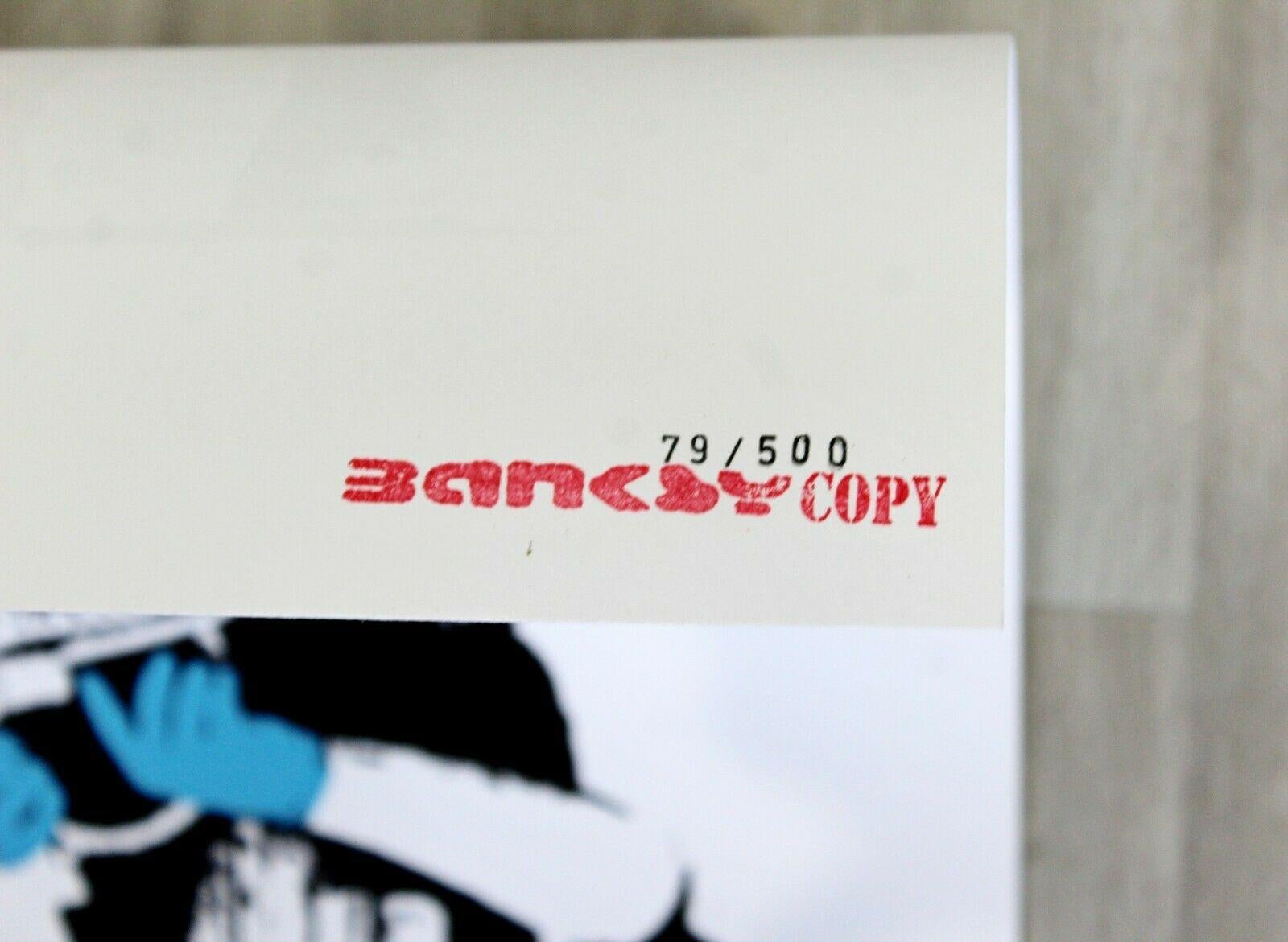 Contemporary Unframed Banksy Stop Search Screenprint Stamped 79/500 Graffiti Art 1