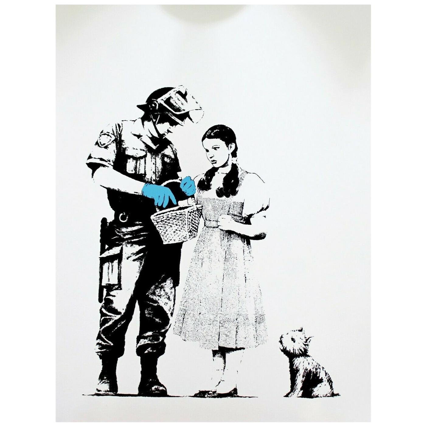 Contemporary Unframed Banksy Stop Search Screenprint Stamped 79/500 Graffiti Art