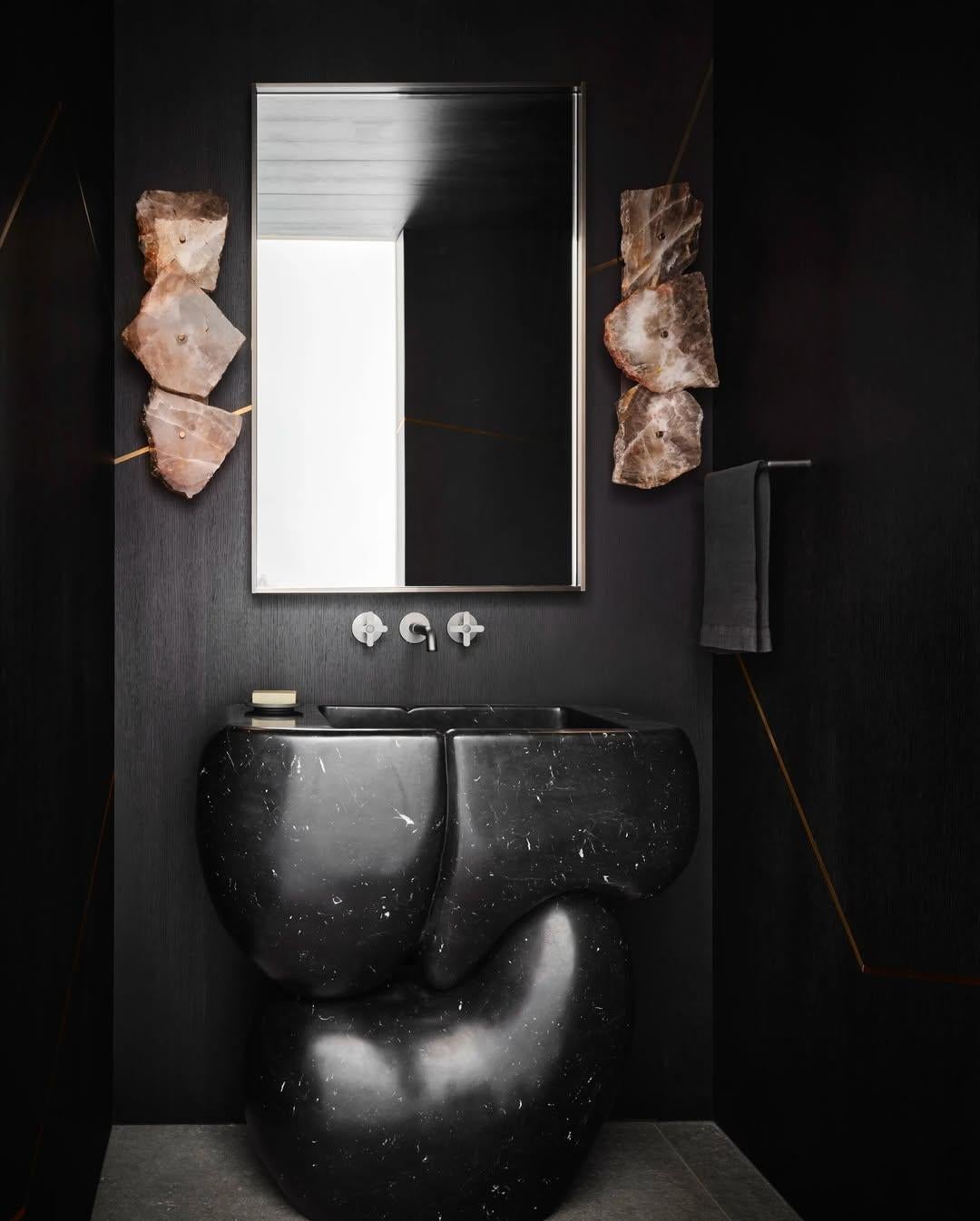Brass Contemporary Unique Form Triple Smoky Quartz Sconce by Christopher Boots For Sale