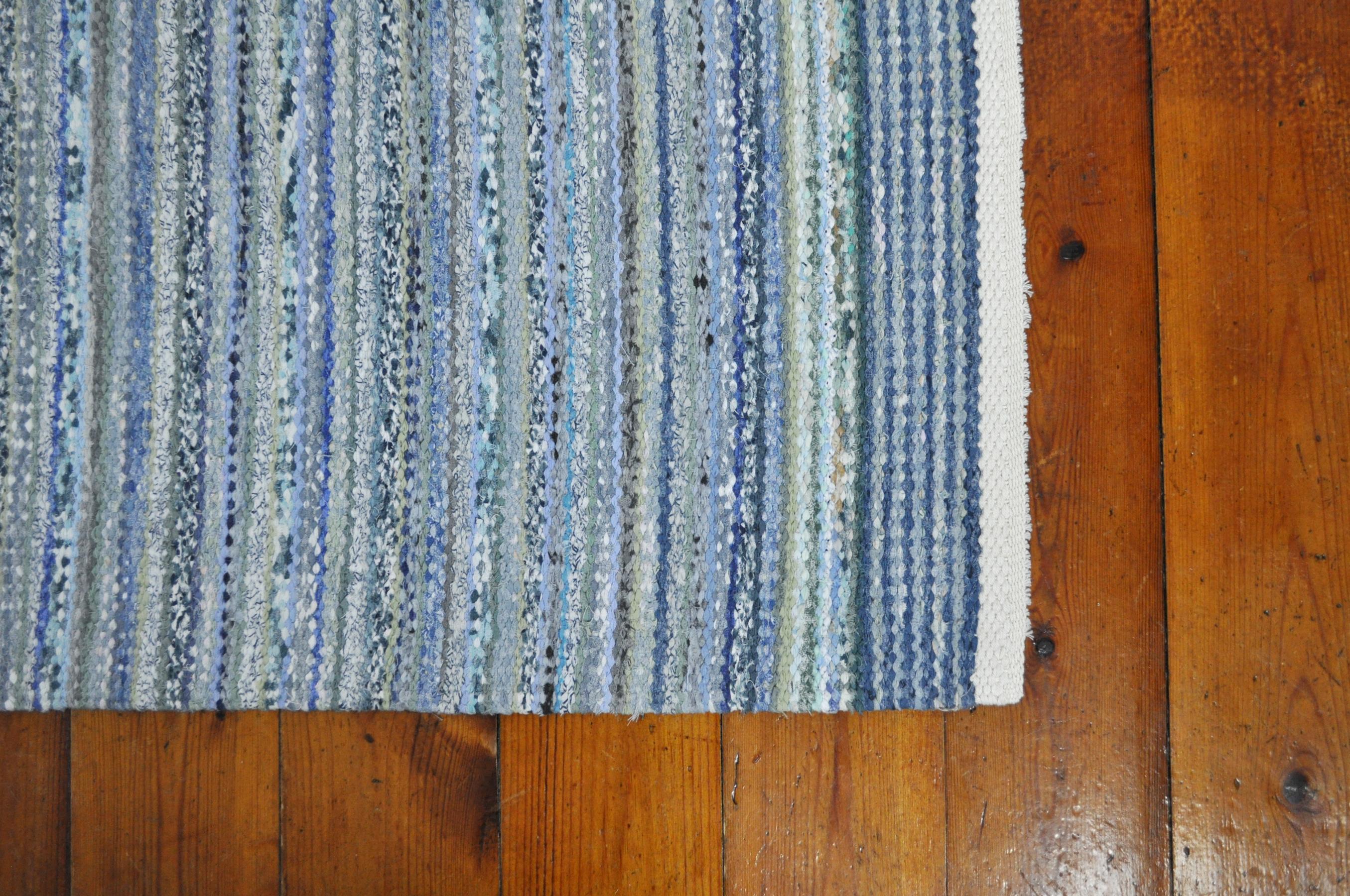 Modern Contemporary Unique Handwoven Danish Rug in Recycled Materials For Sale