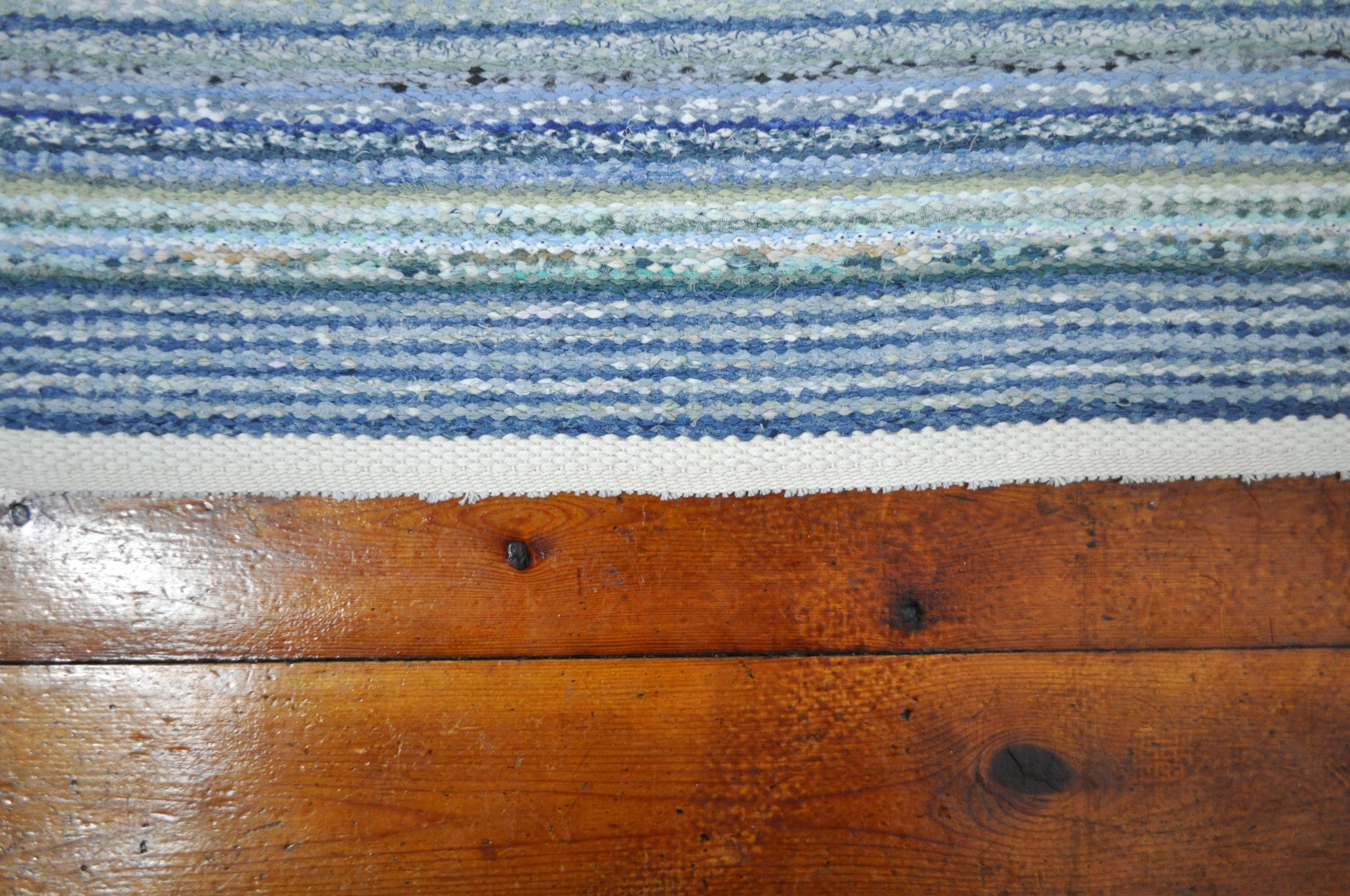 Stained Contemporary Unique Handwoven Danish Rug in Recycled Materials For Sale