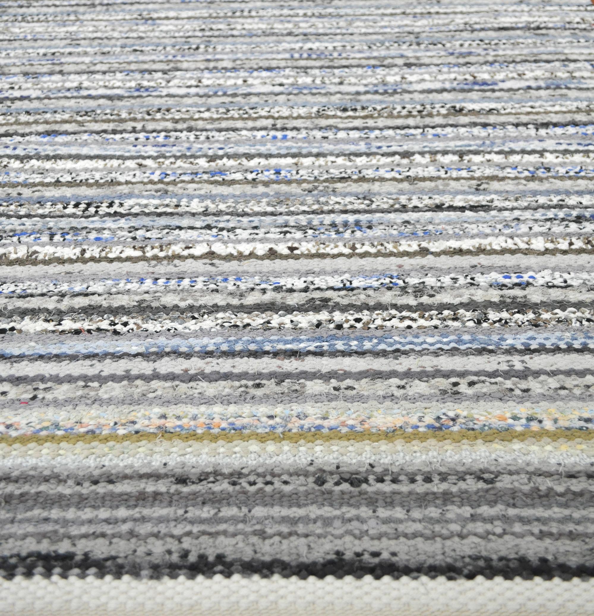 Stained Contemporary Unique Handwoven Danish Rug in Recycled Materials For Sale