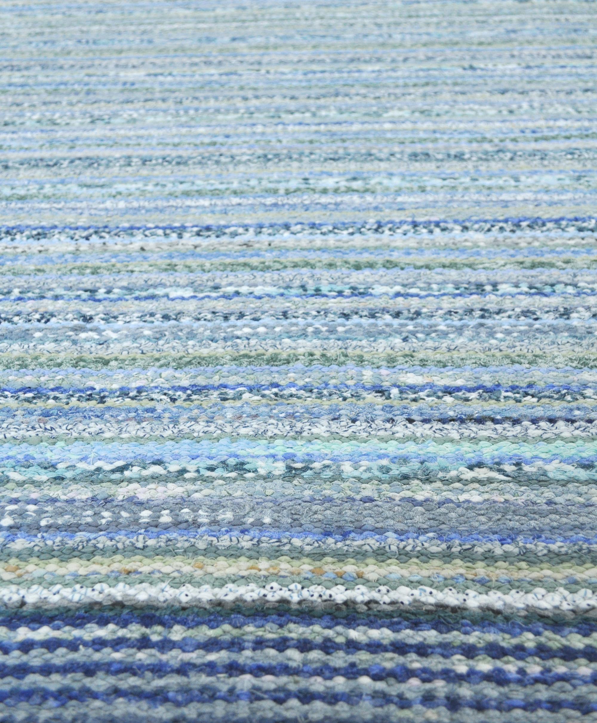 Stained Contemporary Unique Handwoven Danish Rug in Recycled Materials