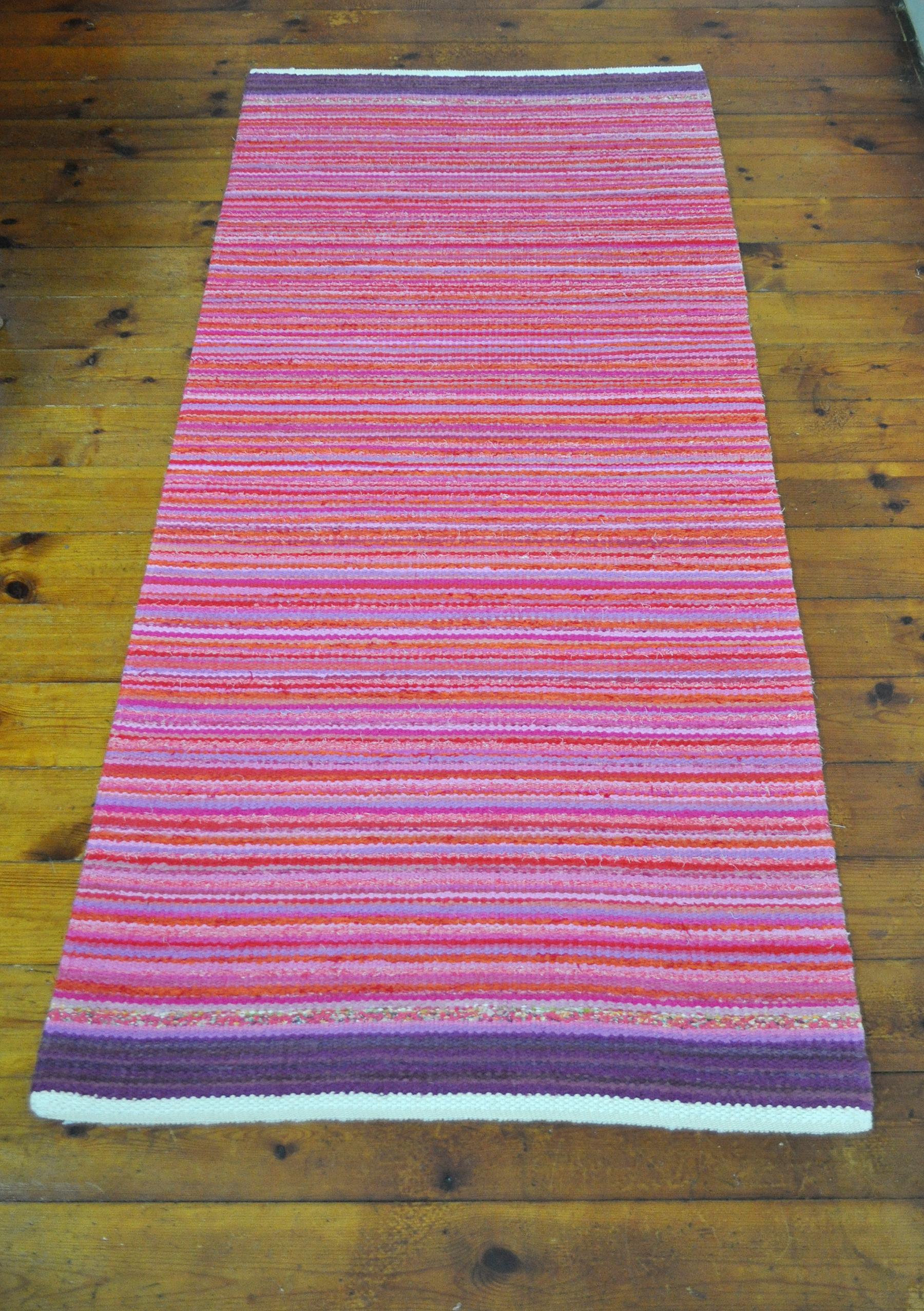 Cotton Contemporary Unique Handwoven Danish Rug in Recycled Materials For Sale