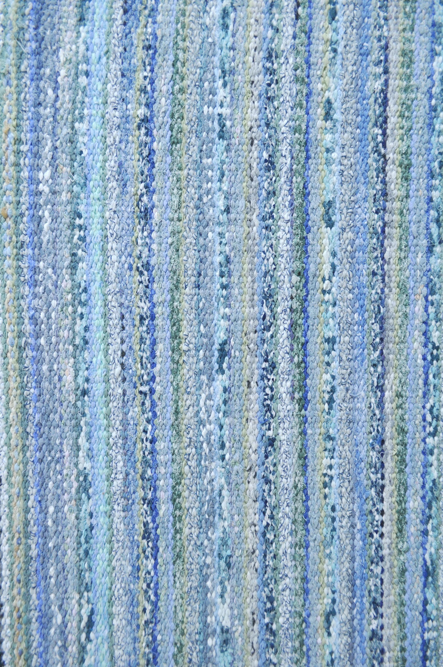 Cotton Contemporary Unique Handwoven Danish Rug in Recycled Materials