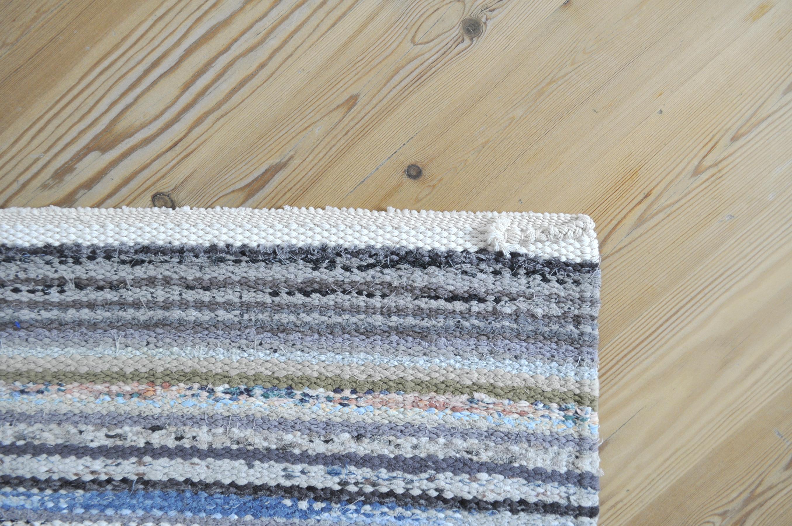 Contemporary Unique Handwoven Danish Rug in Recycled Materials For Sale 1