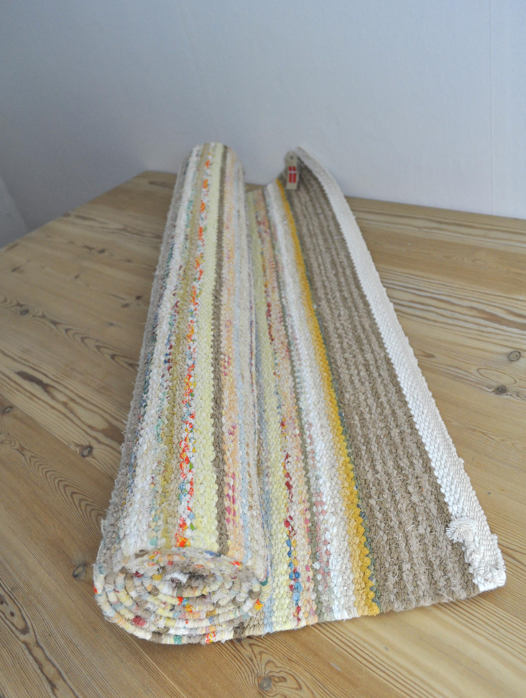 Contemporary Unique Handwoven Danish Rug in Recycled Materials For Sale 1