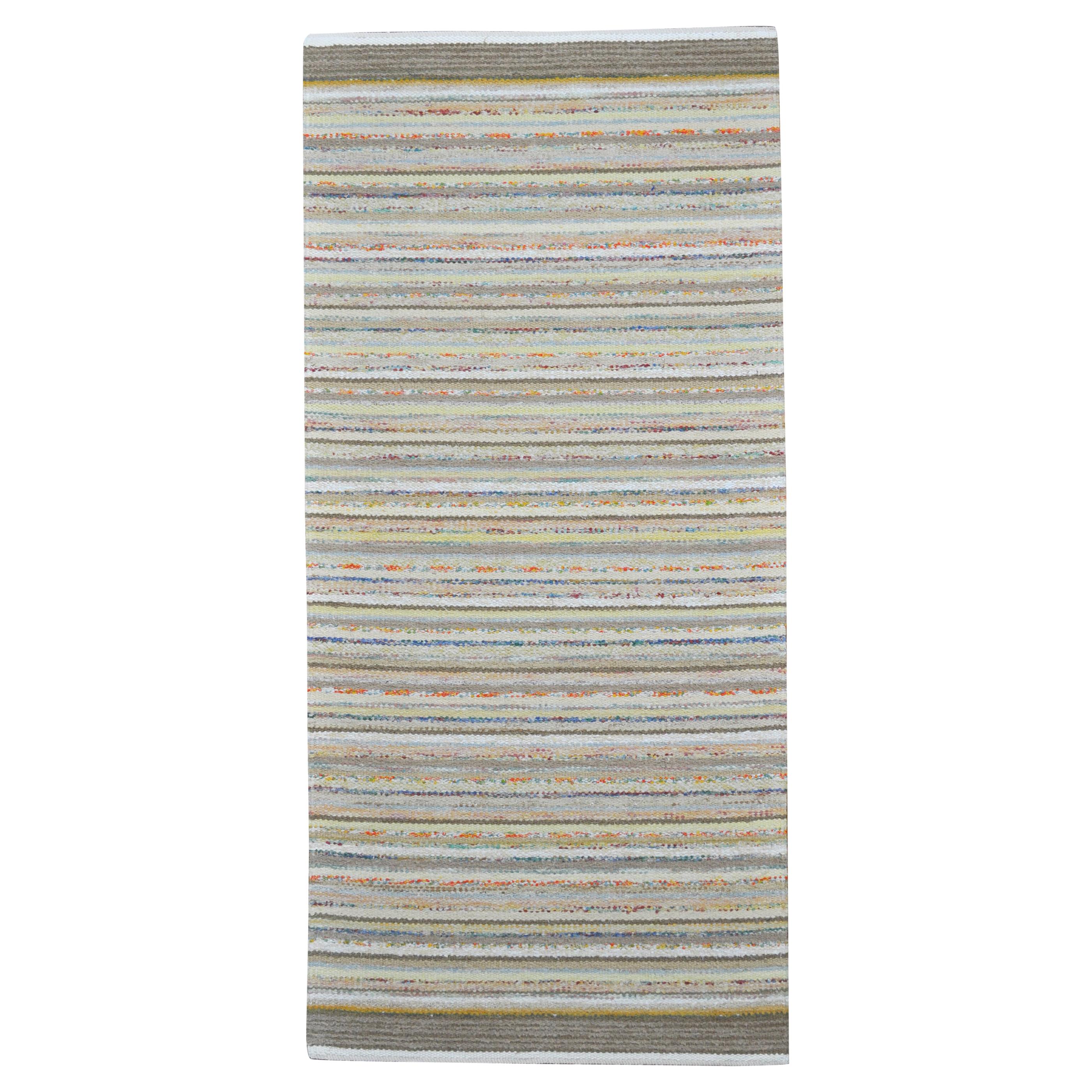 Contemporary Unique Handwoven Danish Rug in Recycled Materials For Sale