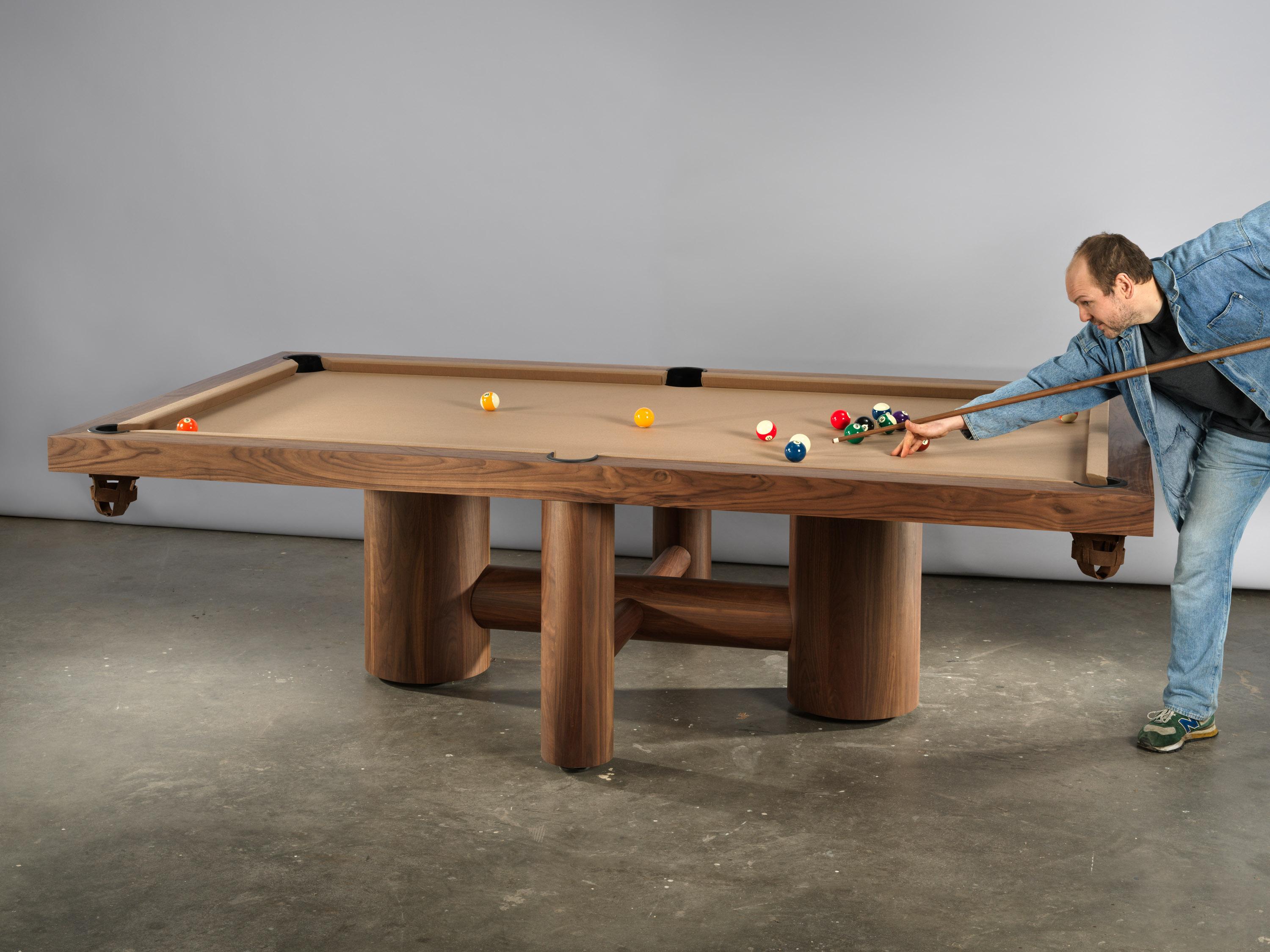 Contemporary unique pool table in American Walnut (customisable) by Tim Vranken For Sale 6