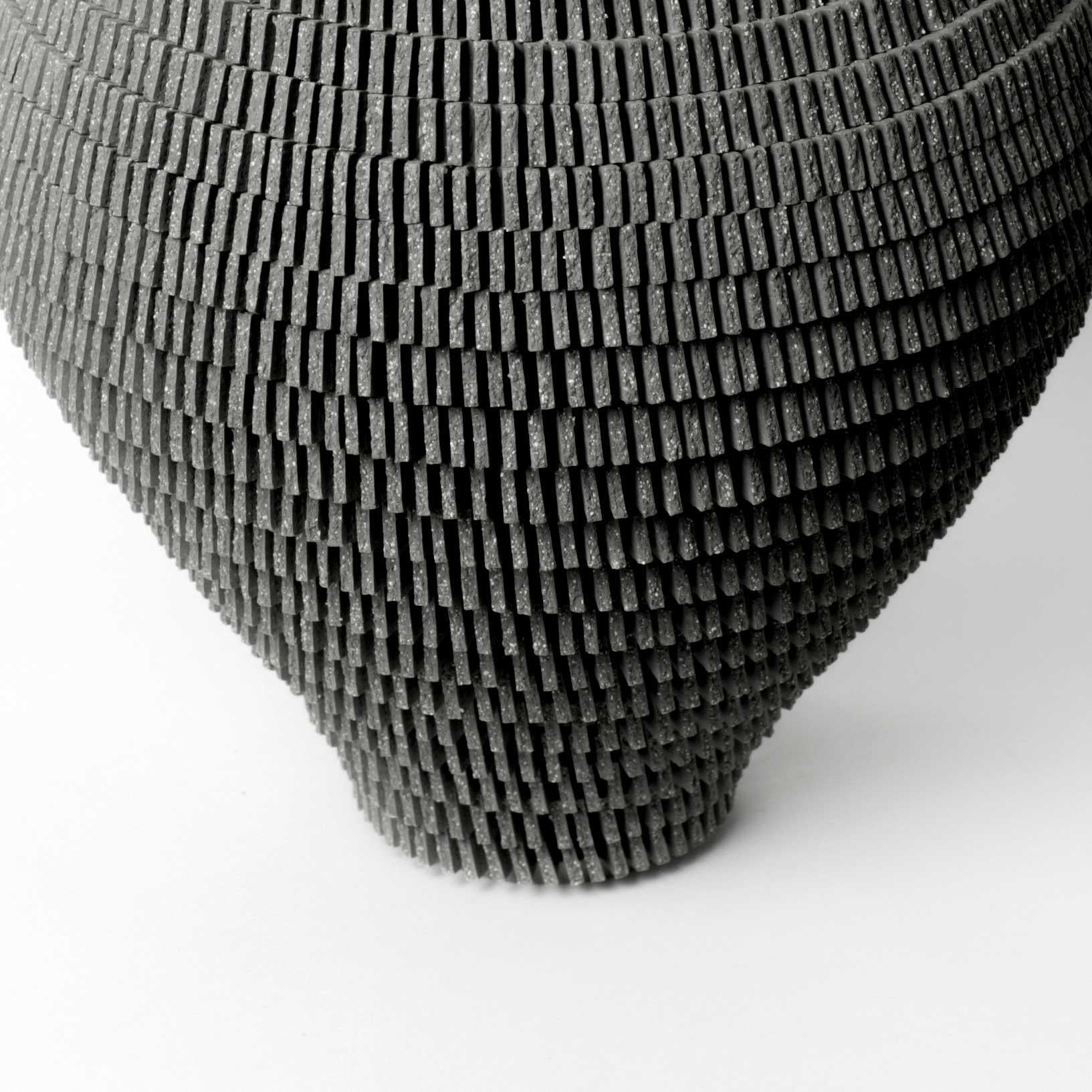 Hand-Crafted Contemporary Grey Ceramic Vessel by Bae Sejin For Sale
