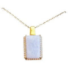 Collana contemporanea unisex con ciondolo in giada del Myanmar in oro 14K