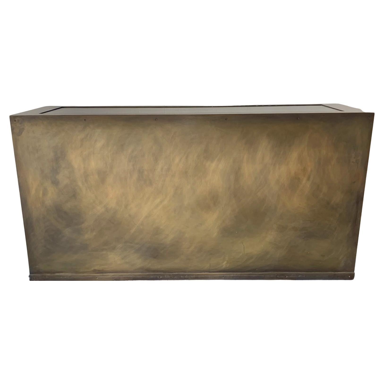 Contemporary Unlacquered Bronze Console with TV Lift Mechanism