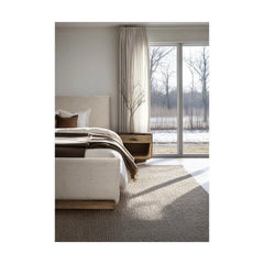 Contemporary Upholstered CAL King Bed with Wood Base