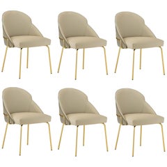 Contemporary Upholstered Dining Chairs in Brass Coating