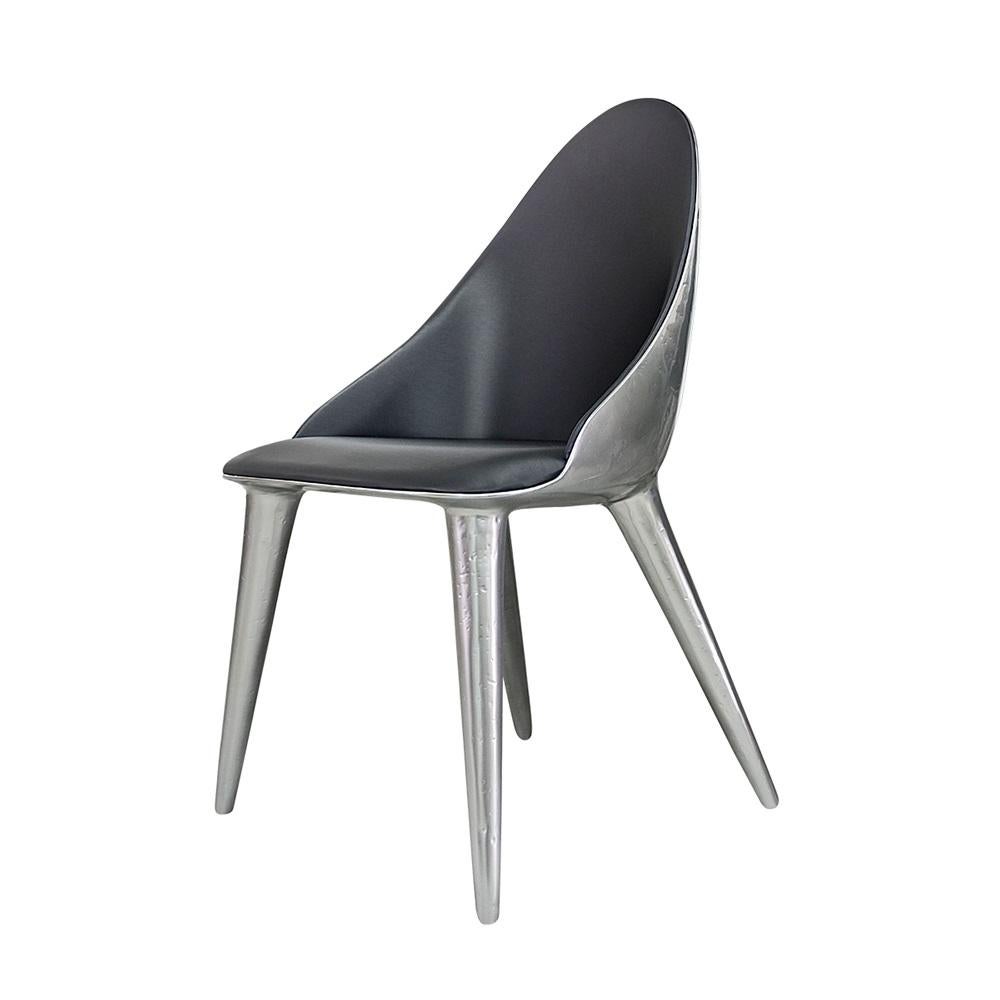 Fabric S-Shaped Biomorphic Dining Chair In Matte Black For Sale