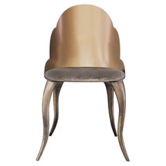Contemporary Upholstered Dining Chairs with Resin Finish in Brass Color