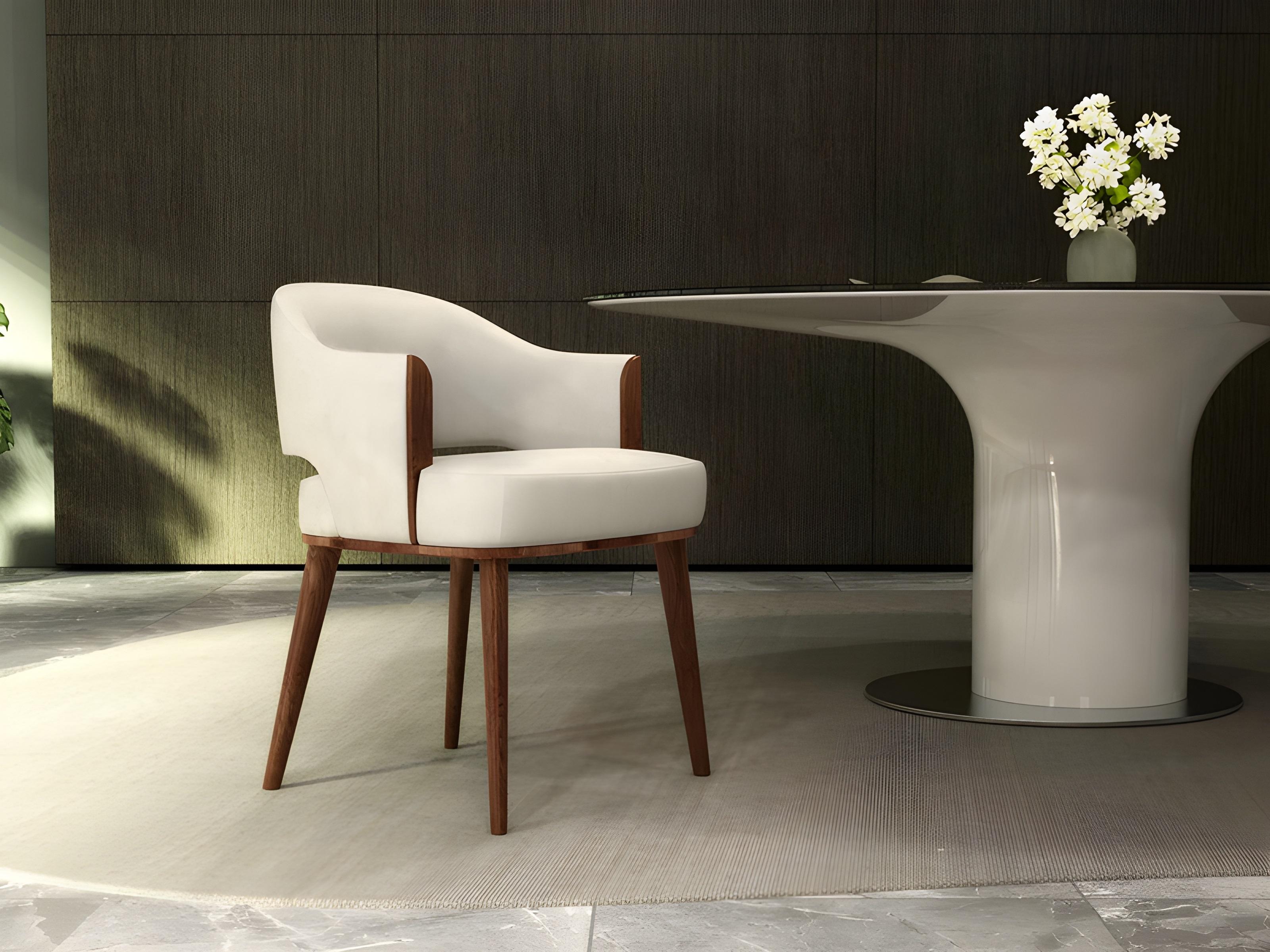 Contemporary Upholstered Dining in Kunstleder (Holz) im Angebot