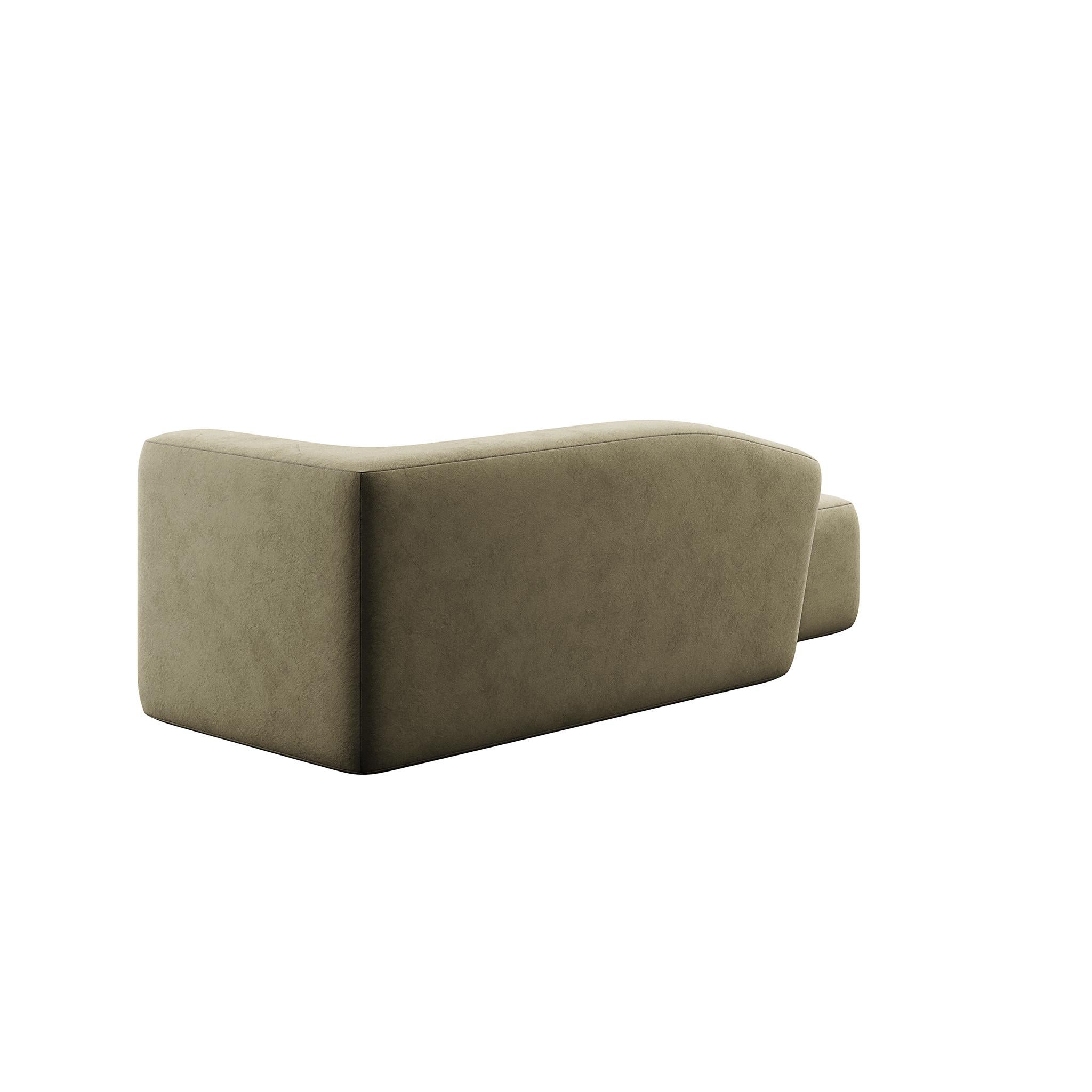 Velours Contemporary Customizable Chaise Longue Sofa Upholstered Green Forest Velvet en vente