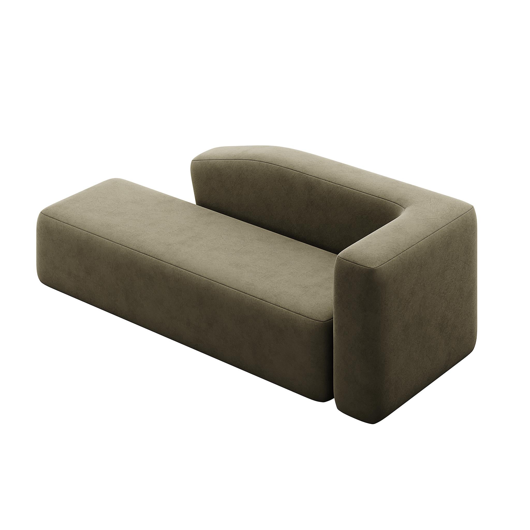 Contemporary Customizable Chaise Longue Sofa Upholstered Green Forest Velvet en vente 1