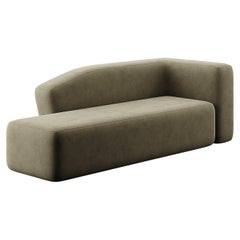 Contemporary Customizable Chaise Longue Sofa Upholstered Green Forest Velvet
