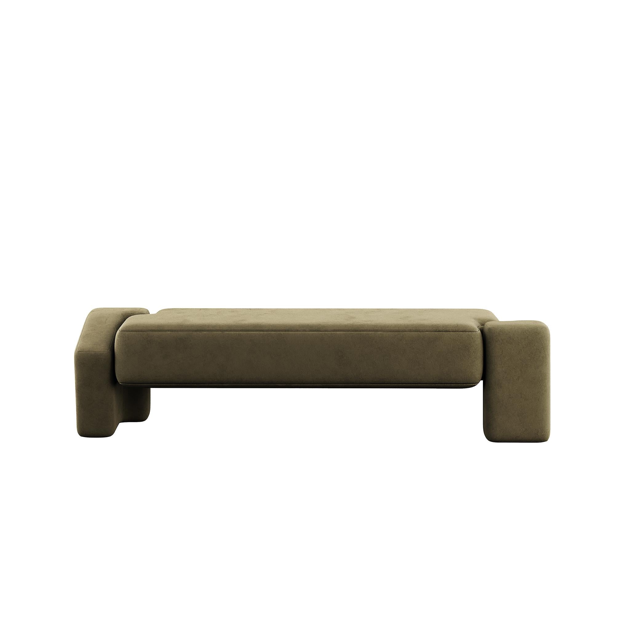 The Kang Suede Bench in Green is a striking piece of furniture that seamlessly blends aesthetics with functionality.
Crafted with meticulous attention to detail, this bench not only adds a touch of sophistication to any space but also ensures a