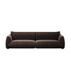 Minimalist Modern Customizable Sofa Upholstered in Dark Brown Chocolat Velvet