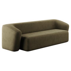 Contemporary Organic Modern Upholstered Sofa in Green Forest Velvet