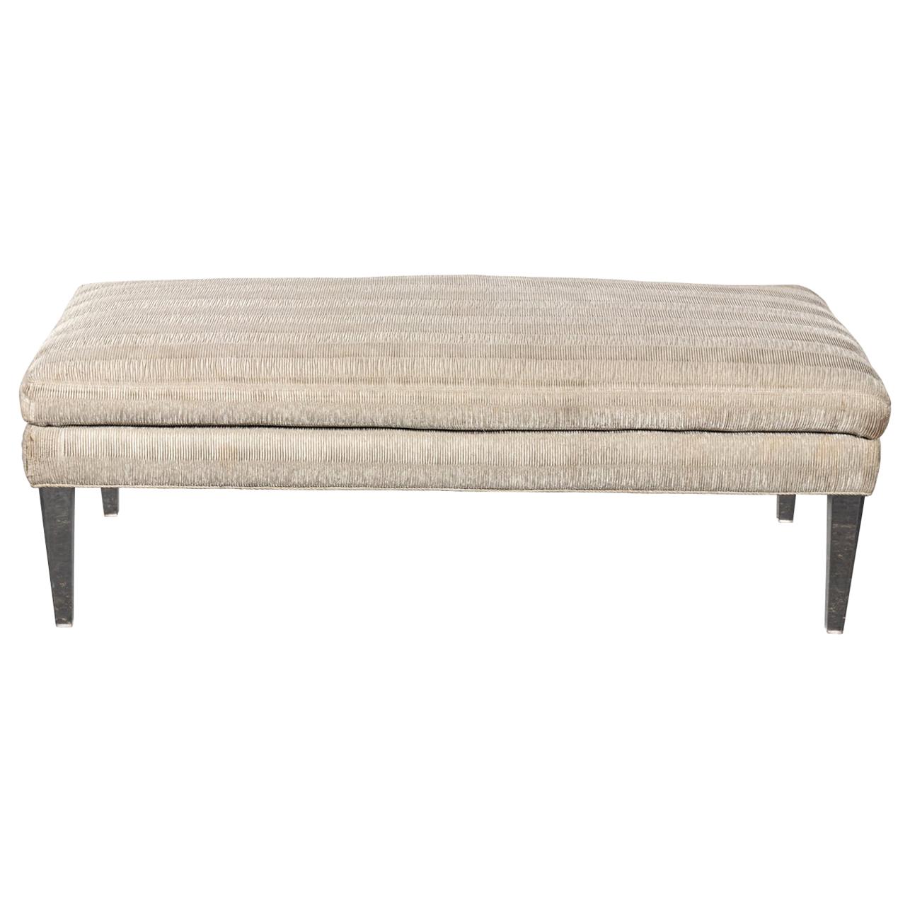 Contemporary Upholstered Ottoman with Lucite Legs