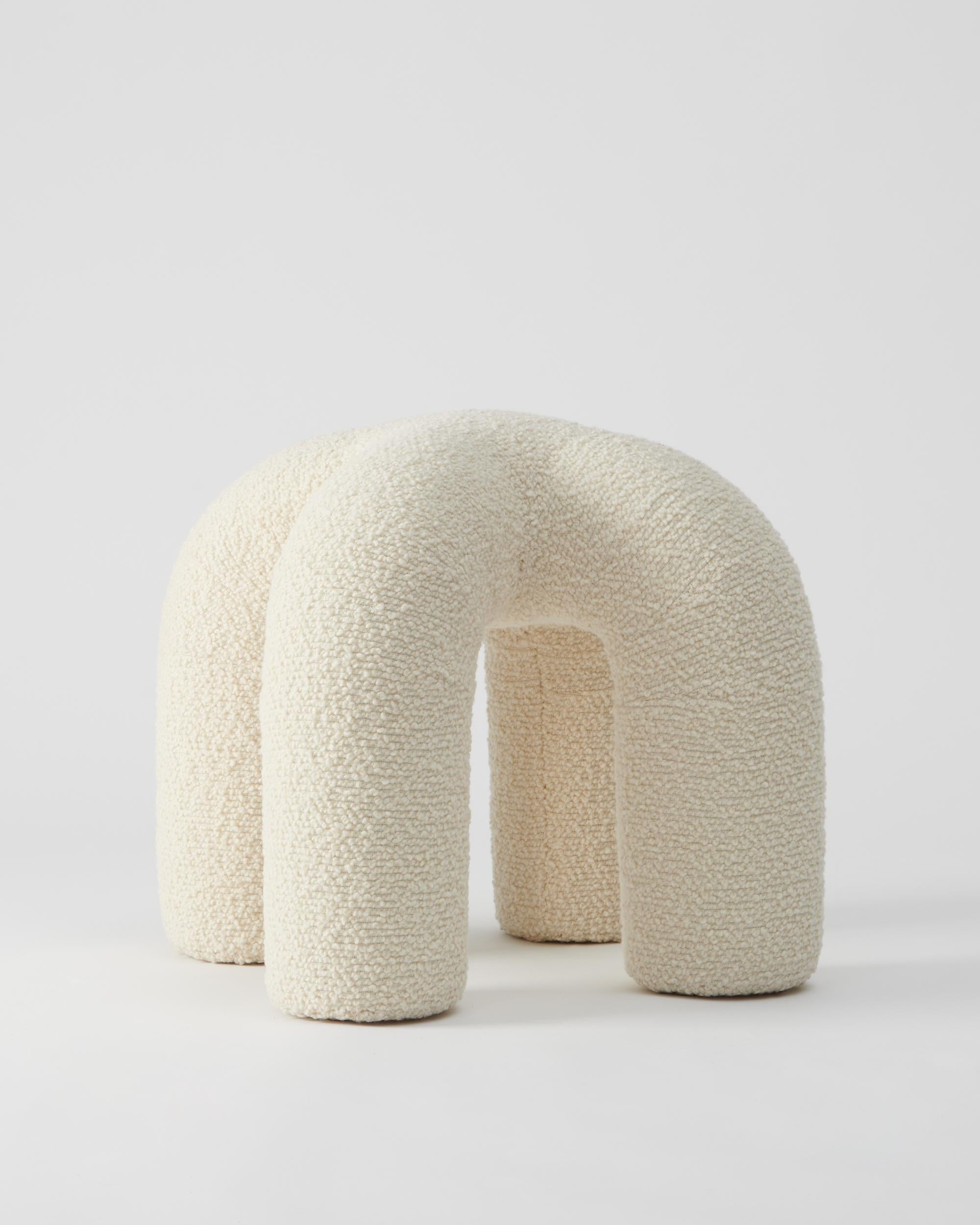 Contemporary Upholstered Stitch Stool In New Condition For Sale In Queens, NY
