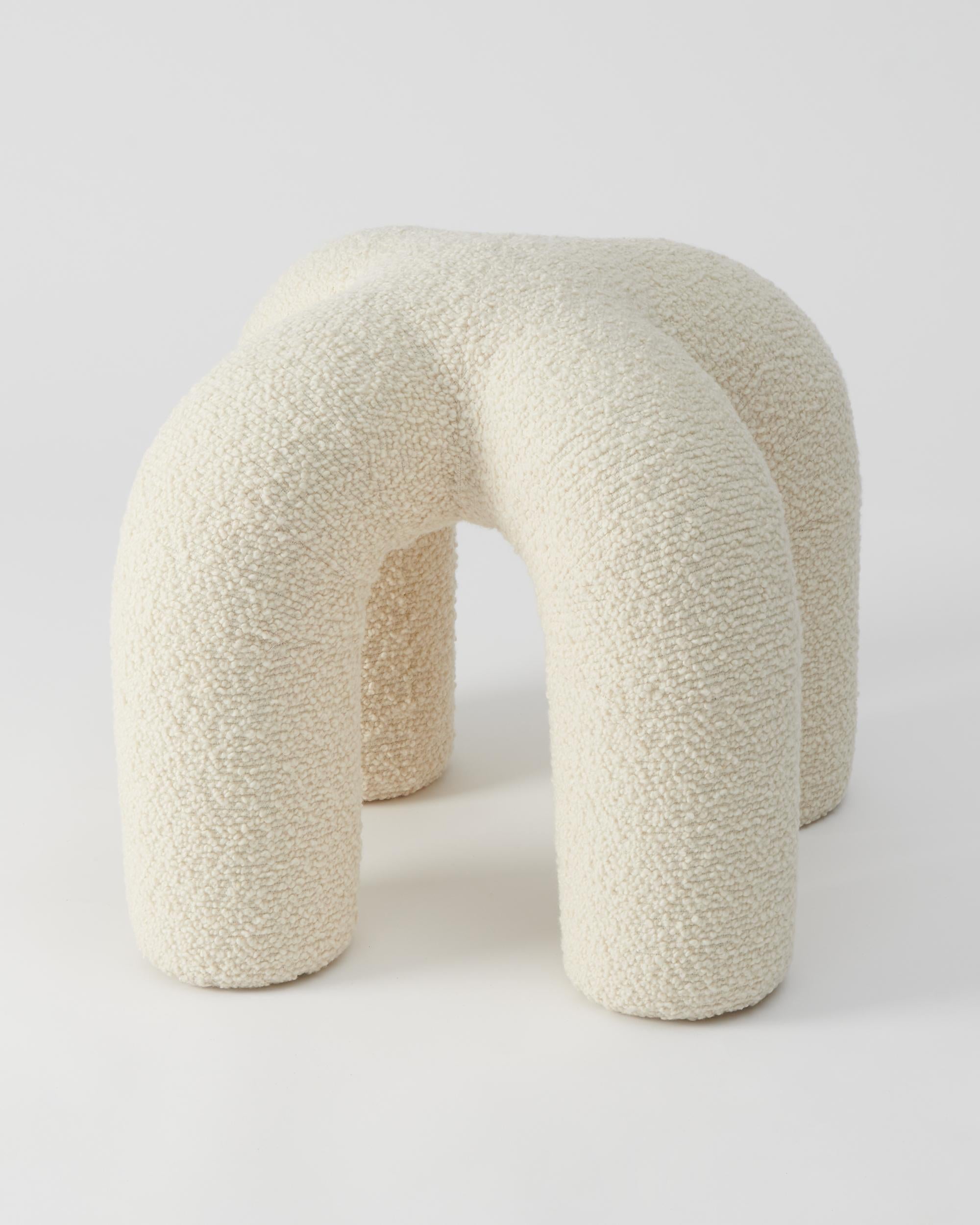 Nylon Contemporary Upholstered Stitch Stool For Sale