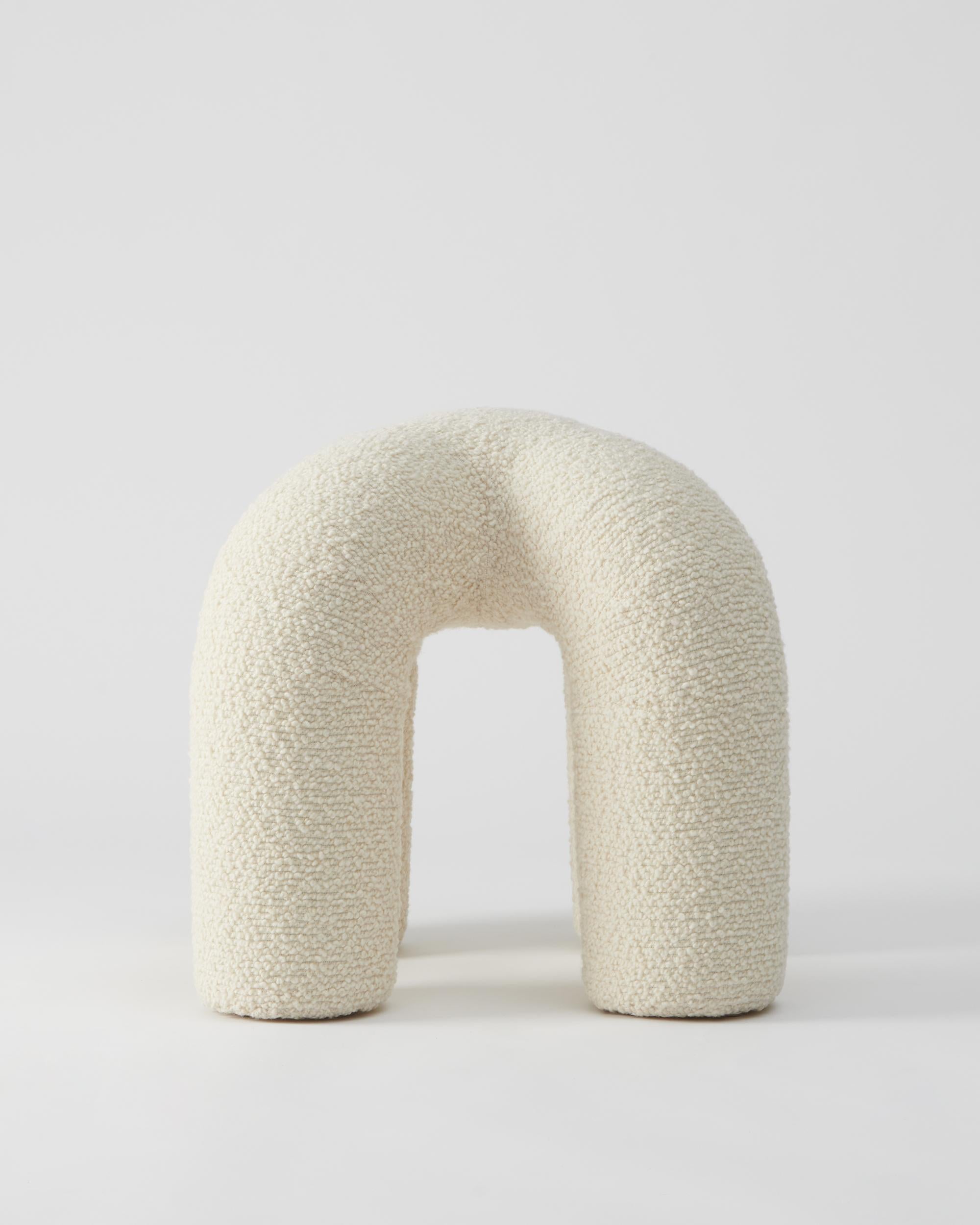 Contemporary Upholstered Stitch Stool For Sale 1