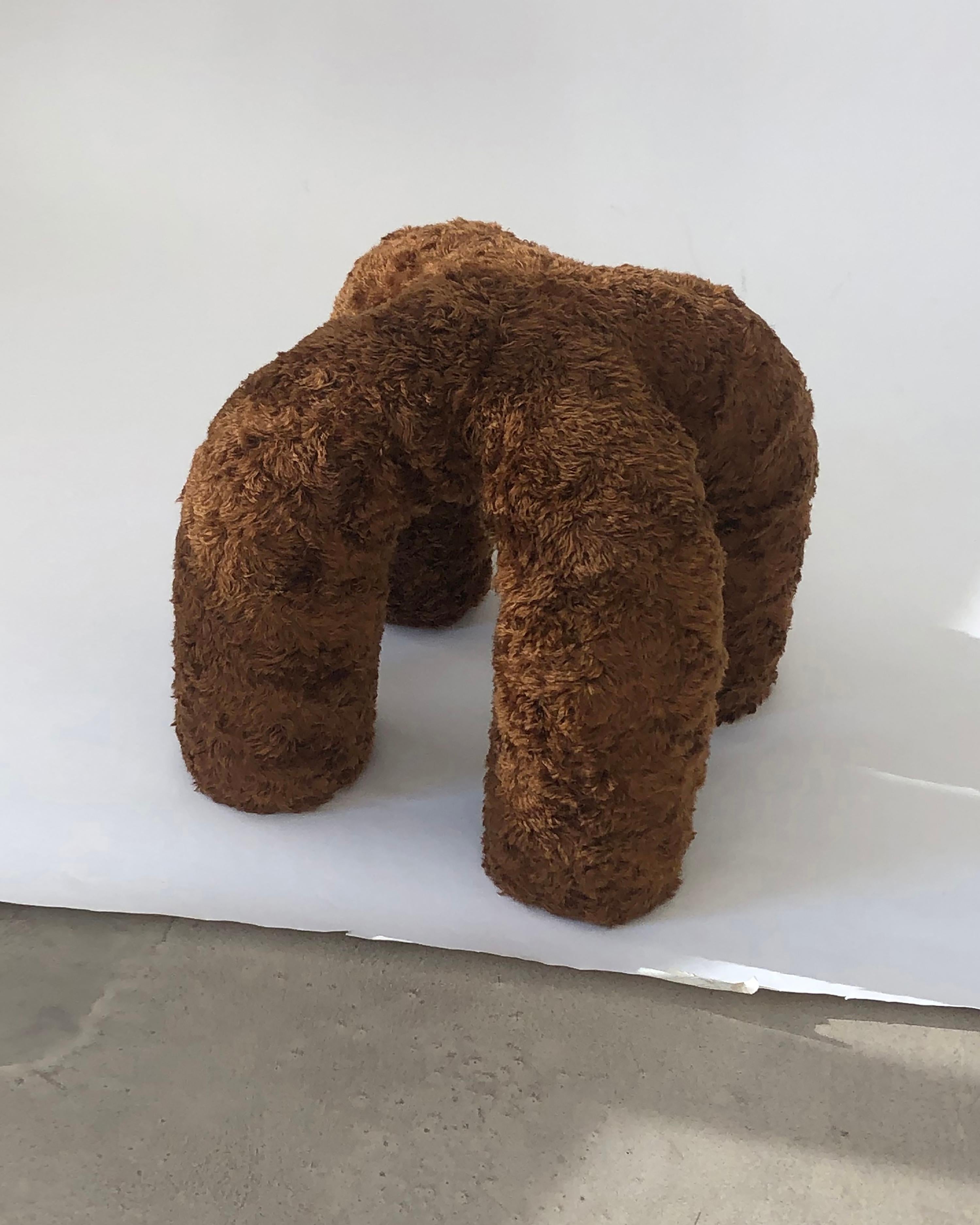 Contemporary Upholstered Stitch Stool 'Mohair' For Sale 1