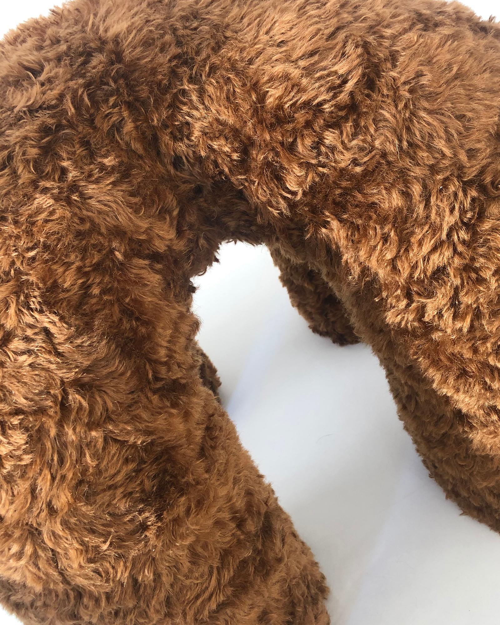 Contemporary Upholstered Stitch Stool 'Mohair' For Sale 2
