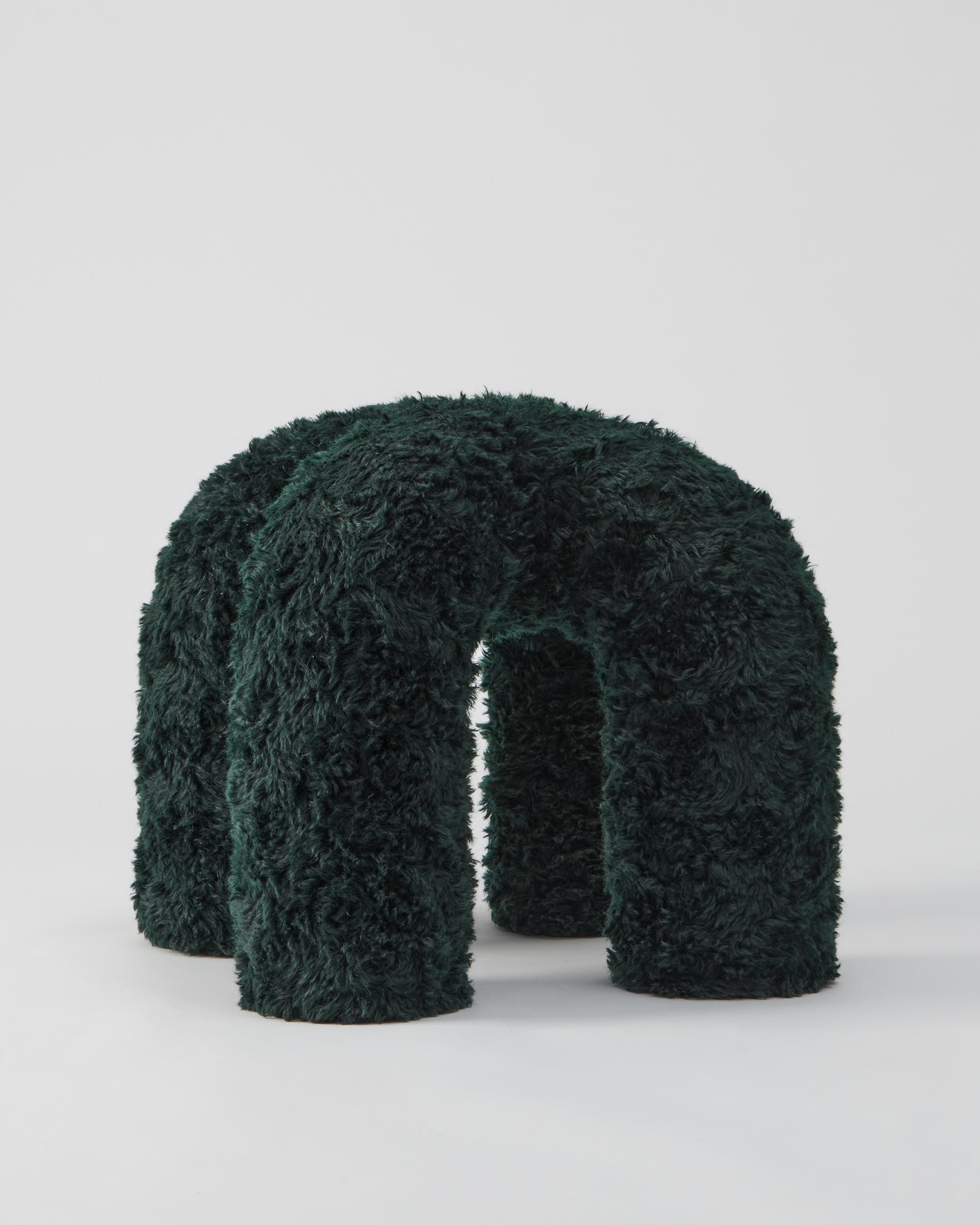 American Contemporary Upholstered Stitch Stool 'Mohair' For Sale
