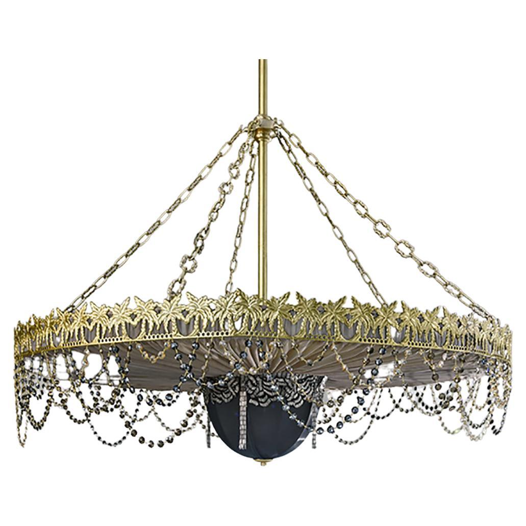 Contemporary Valentina Giovando Chandelier Brass Glass Beads Crystal