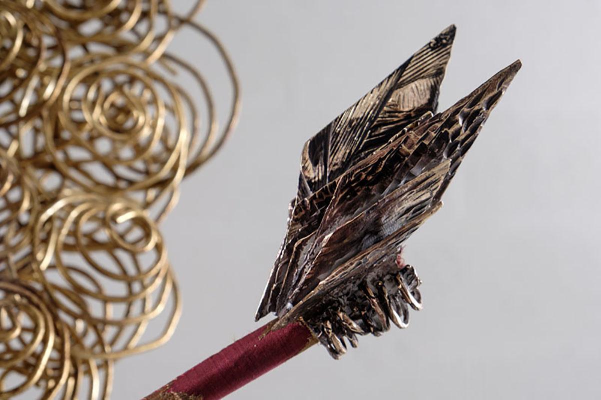 Italian Contemporary Valentina Giovando Chandelier Bronze Fabric Gold