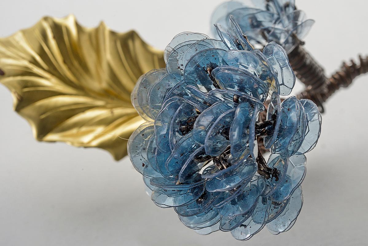 italien Lustre contemporain Valentina Giovando en cristal paillettes tissu laiton or rose en vente