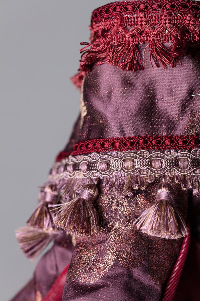 Italian Contemporary Valentina Giovando Chandelier Crystals Fabrics Sequins Purple Pink For Sale