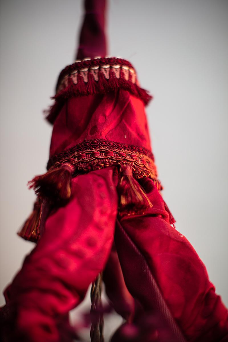 Modern Contemporary Valentina Giovando Chandelier Crystals Fabrics Sequins Red For Sale
