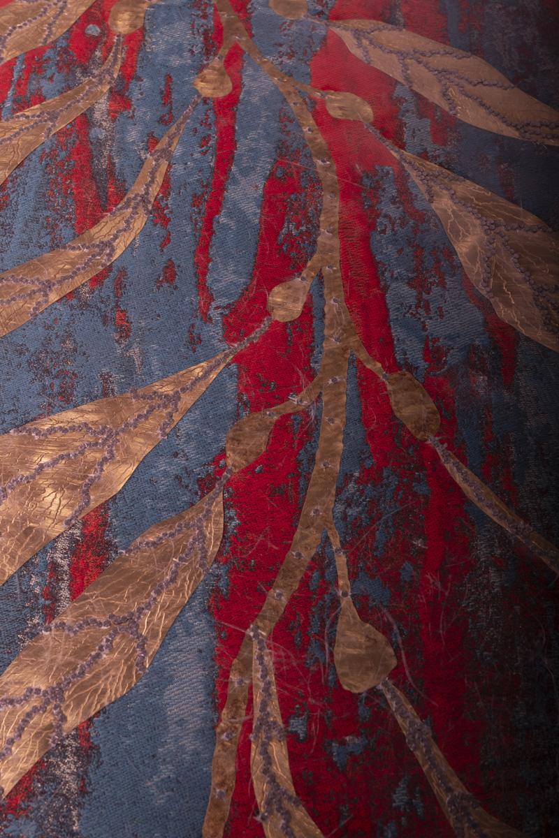 Contemporary Valentina Giovando Chest of Drawers Nereo Wood Brass Gold Red Blue in vendita 2
