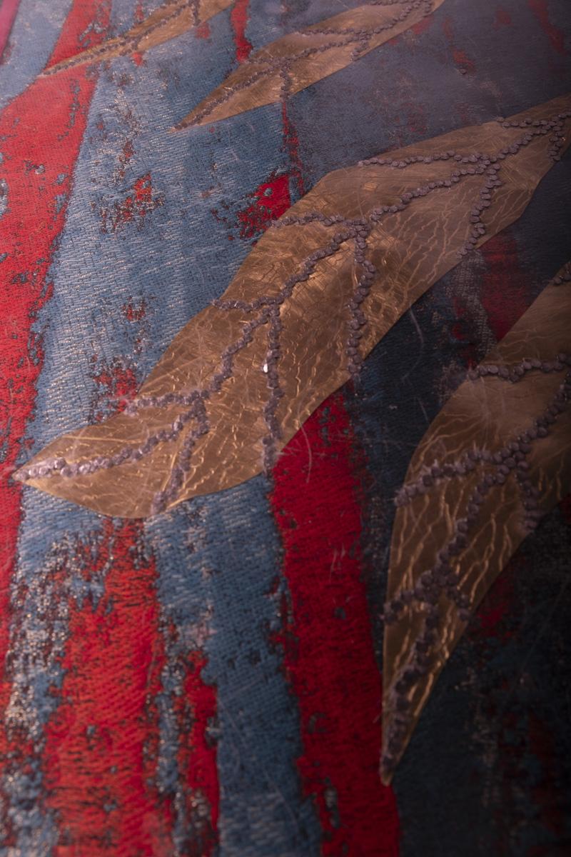 Contemporary Valentina Giovando Chest of Drawers Nereo Wood Brass Gold Red Blue in vendita 3