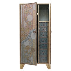 Contemporary Valentina Giovando Closet Wood Fabric Metal Bronze Gold Aqua Pink