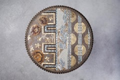 Contemporary Valentina Giovando Table Brass Wood Fabric Gold Silver Brown CUSTOM